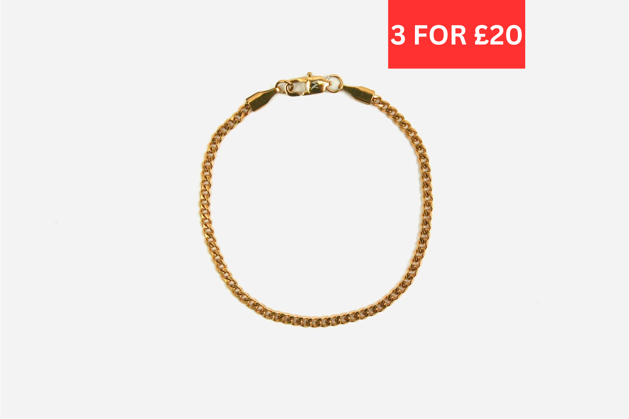 3mm Miami Cuban Bracelet - Gold