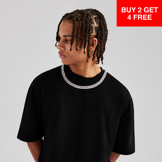 12mm Diamond Prong Link Chain - Silver (S)