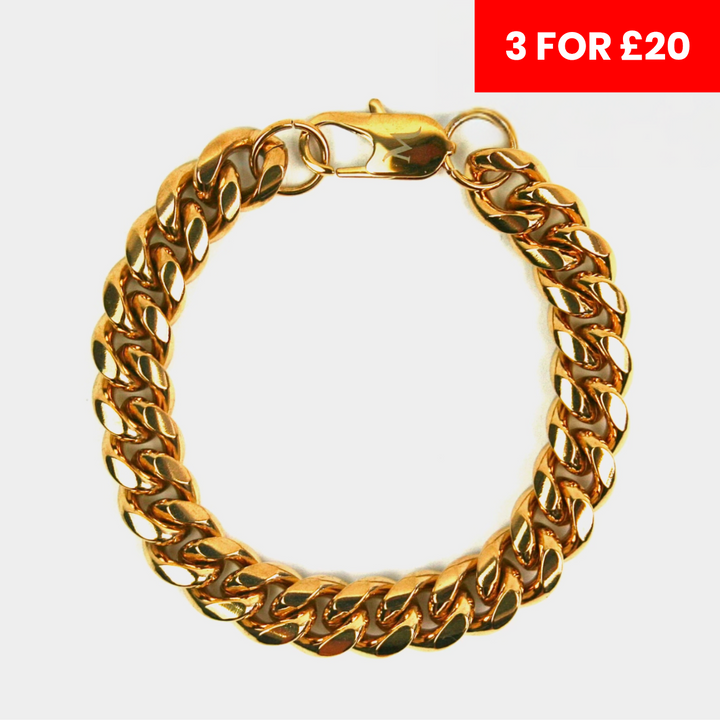 12mm Miami Cuban Bracelet - Gold