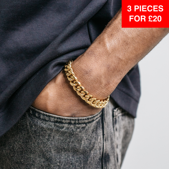 12mm Miami Cuban Bracelet - Gold