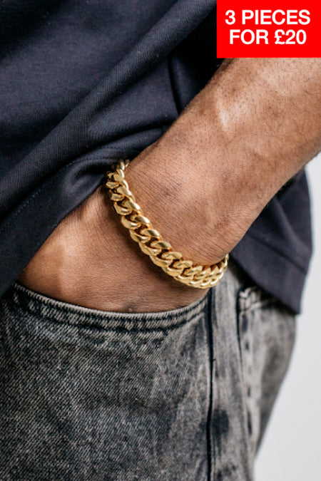 12mm Miami Cuban Bracelet - Gold