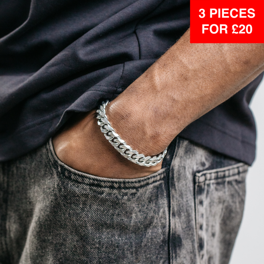 12mm Miami Cuban Bracelet - Silver