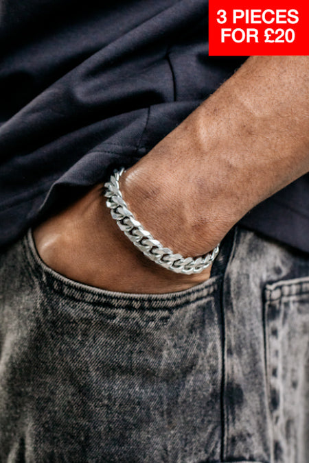 12mm Miami Cuban Bracelet - Silver