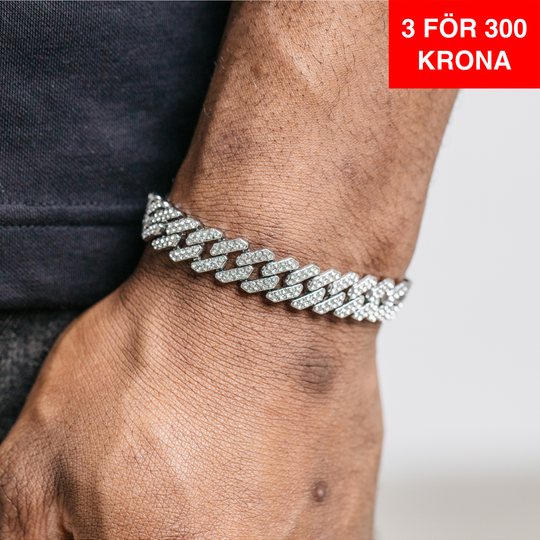 12mm Diamond Prong Link Bracelet - Silver (S)