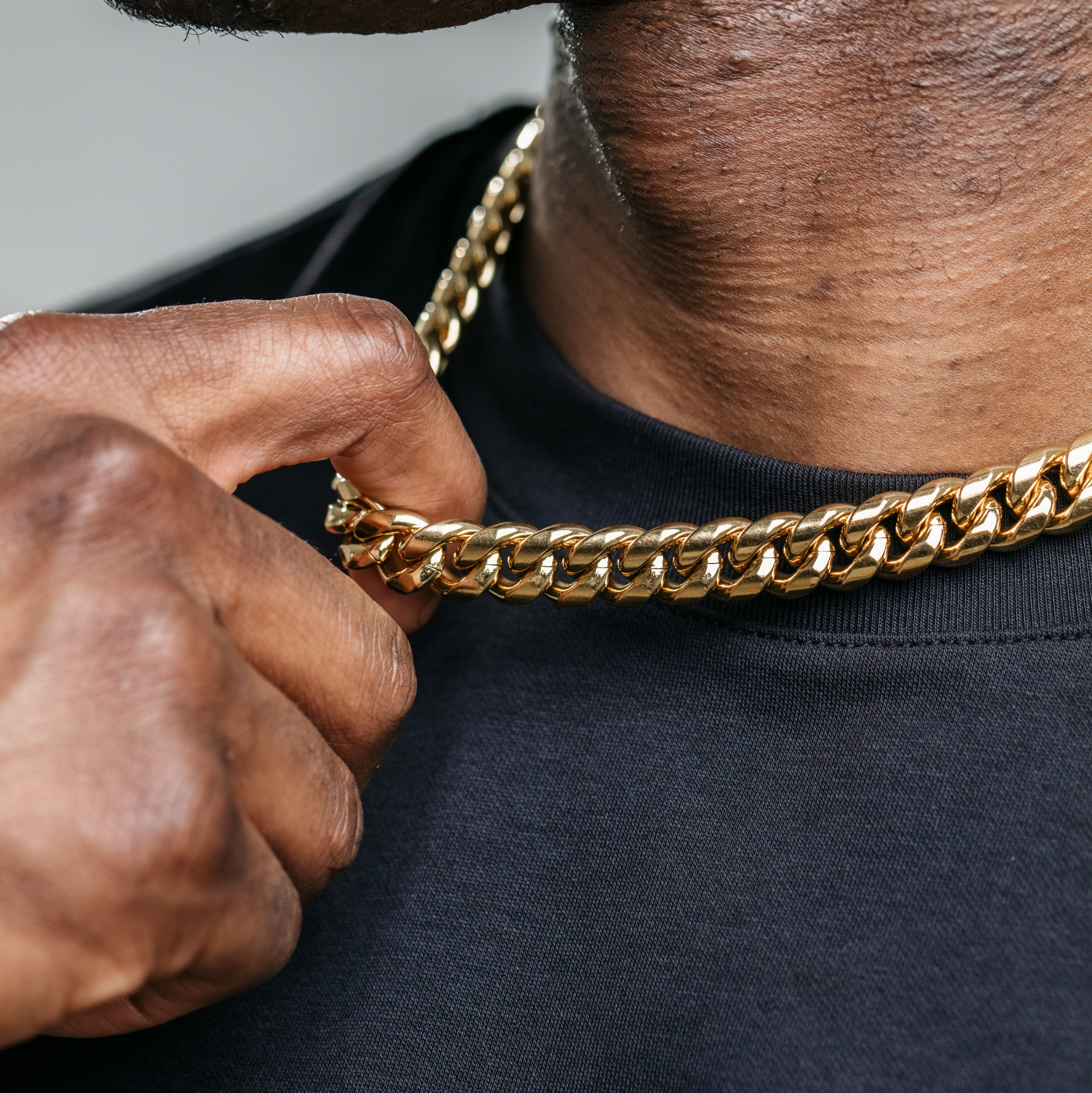 Gold Men's Miami Curb Cuban Link Necklace - 6mm/8mm/10mm/12mm/14mm Gold Men's Miami Curb Cuban Link Necklace - 6mm/8mm/10mm/12mm/14mm