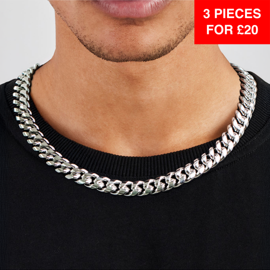 12mm Miami Cuban Chain- Silver
