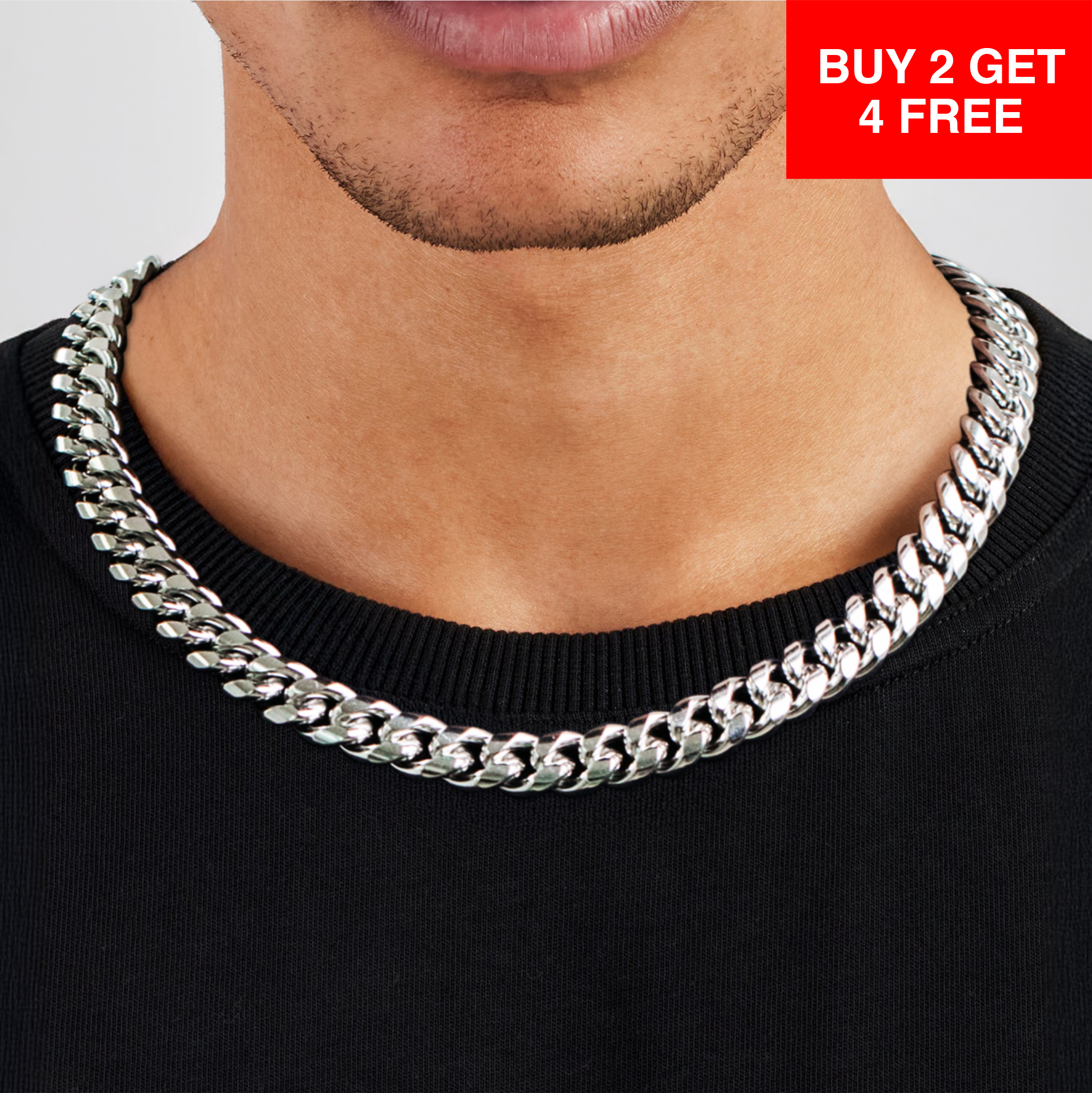 12mm Miami Cuban Chain- Silver
