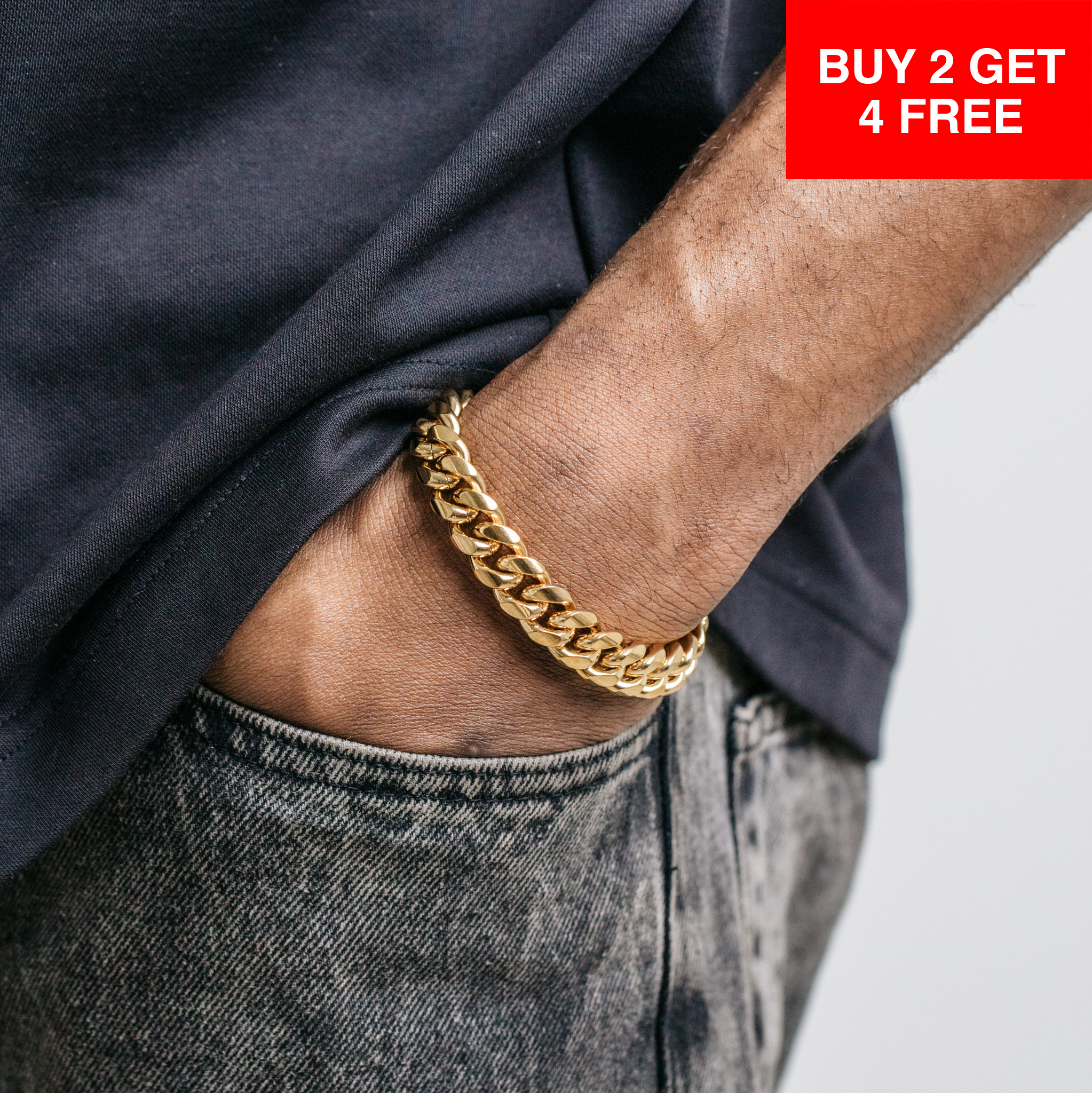 12mm Miami Cuban Bracelet - Gold