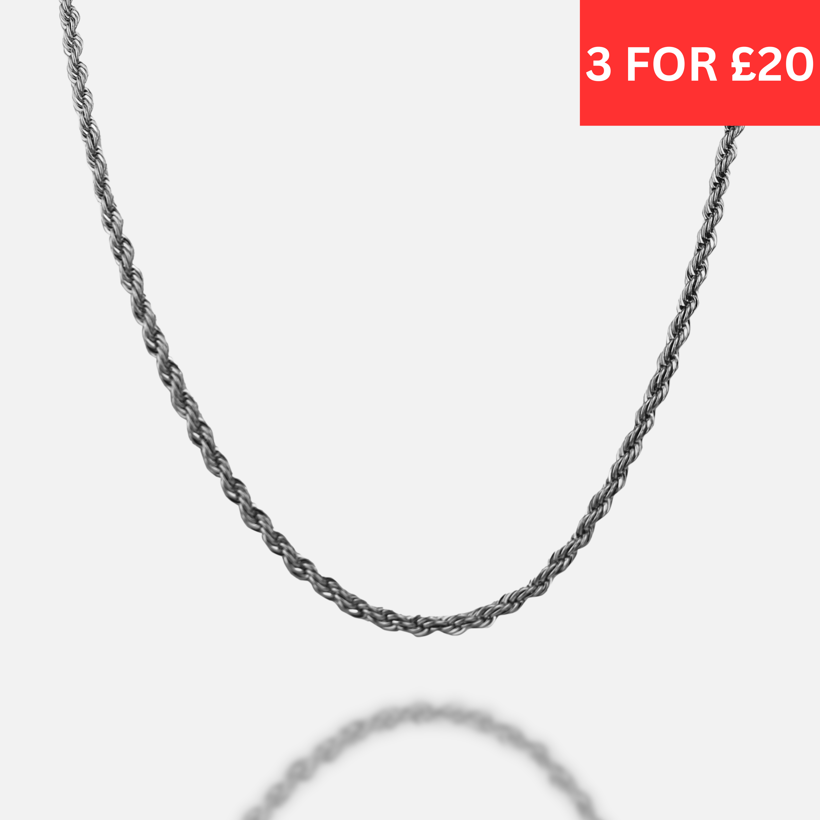 3mm Rope Chain- Silver