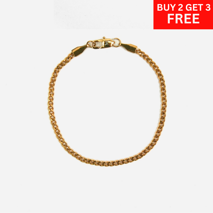 3mm Miami Cuban Bracelet - Gold