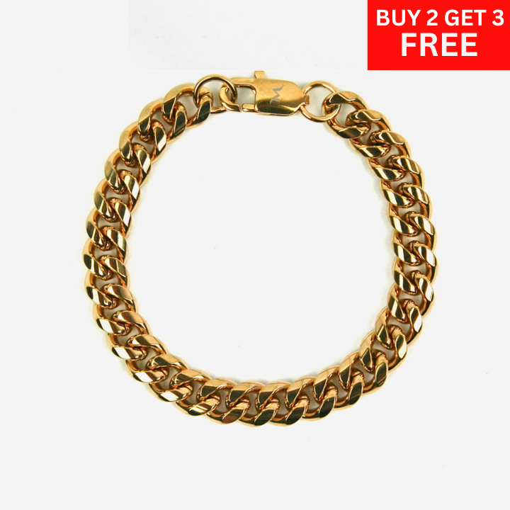 8mm Miami Cuban Bracelet - Gold