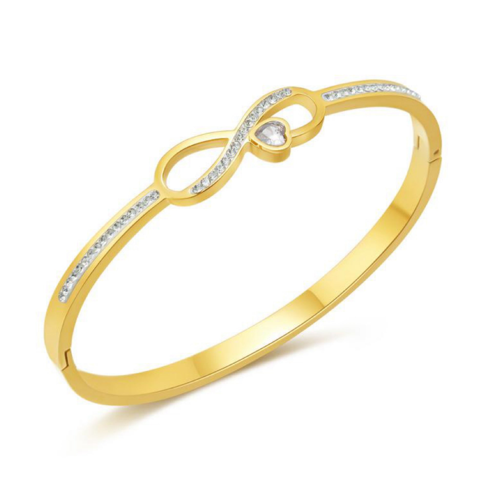 CRYSTAL HEART BRACELET - GOLD