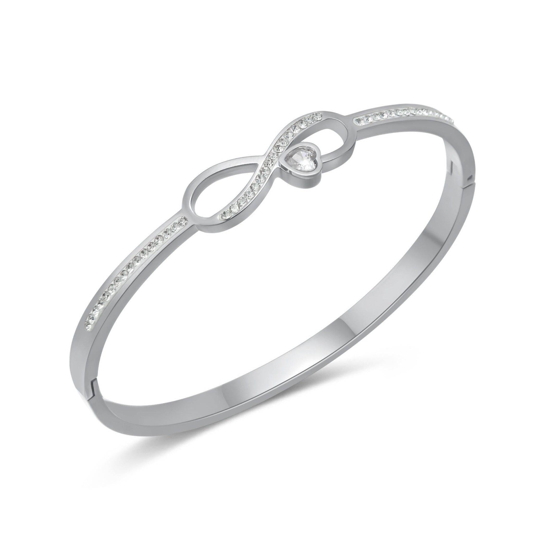 CRYSTAL HEART BRACELET - SILVER