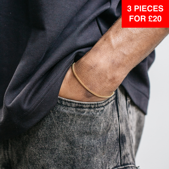 3mm Miami Cuban Bracelet - Gold