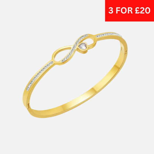CRYSTAL HEART BRACELET - GOLD