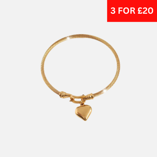 HEART PENDANT BRACELET - GOLD