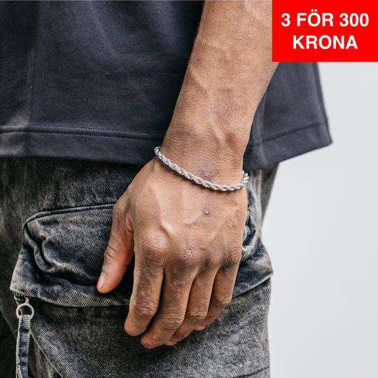 5mm Rope Bracelet - Silver (S)