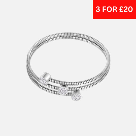 stone twister bangle - silver