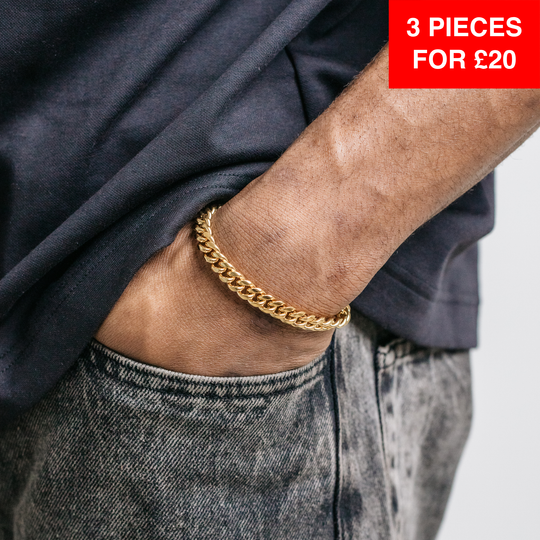 8mm Miami Cuban Bracelet - Gold