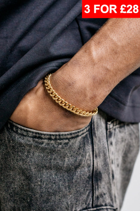 8mm Miami Cuban Bracelet - Gold