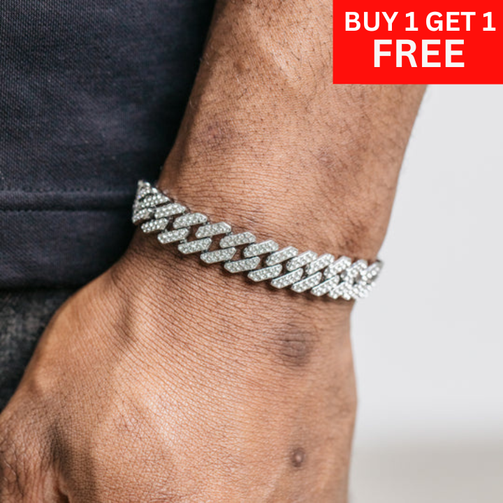 12mm Diamond Prong Link Bracelet - Silver