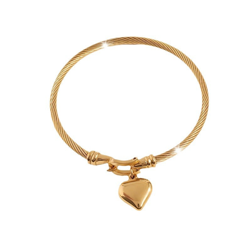 HEART PENDANT BRACELET - GOLD