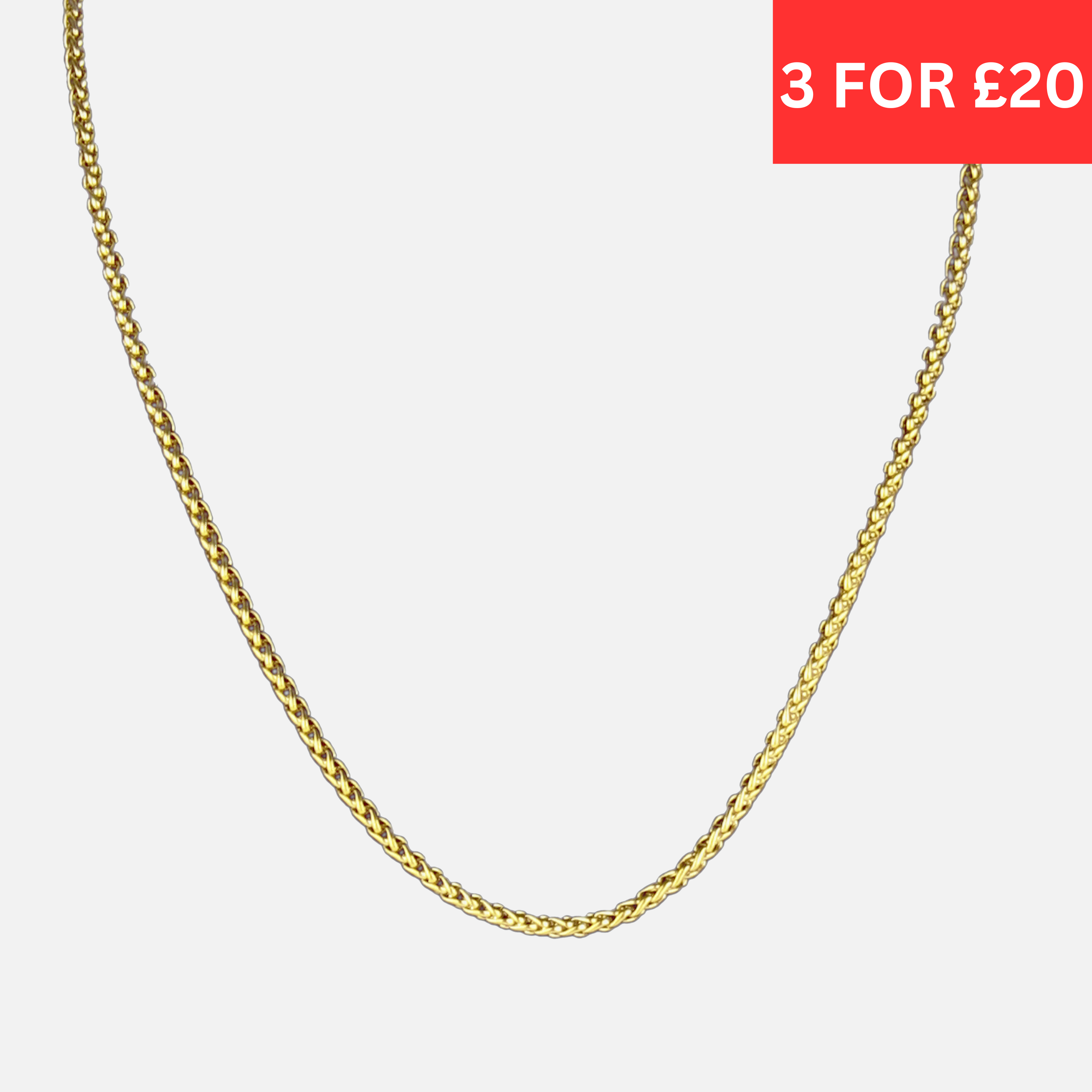 3mm Wheat Chain - Gold